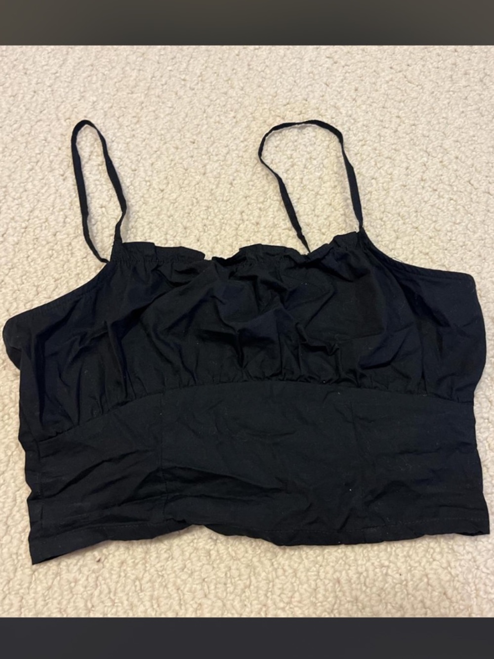 black ruffle crop top